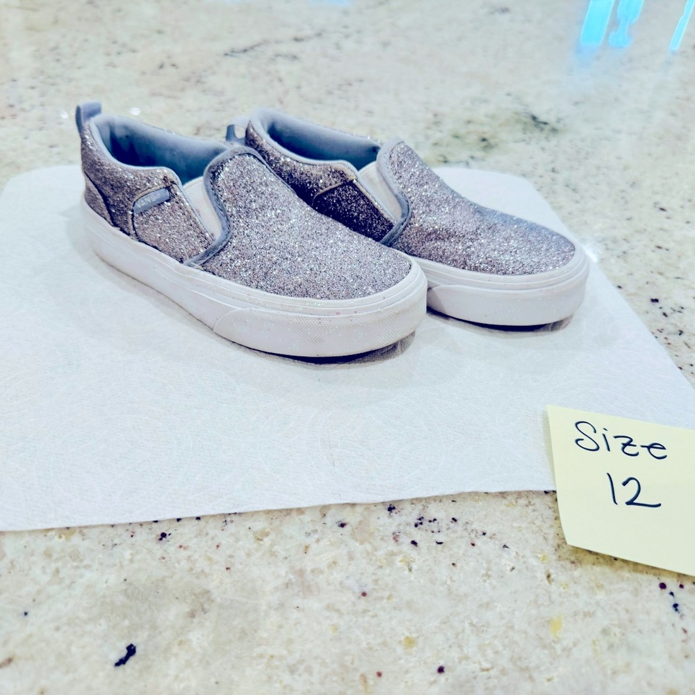 Vans kids size 12 silver glitter